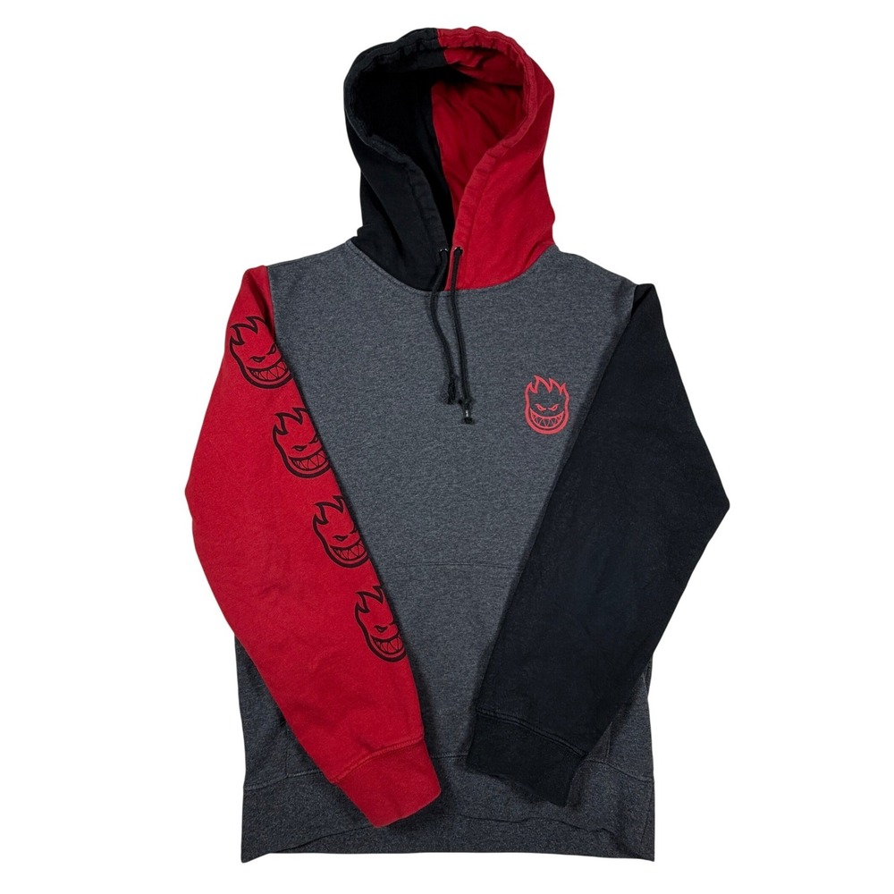 Spitfire‎ Wheels Mens Bighead Colorblock Hoodie Grey Red Black Small